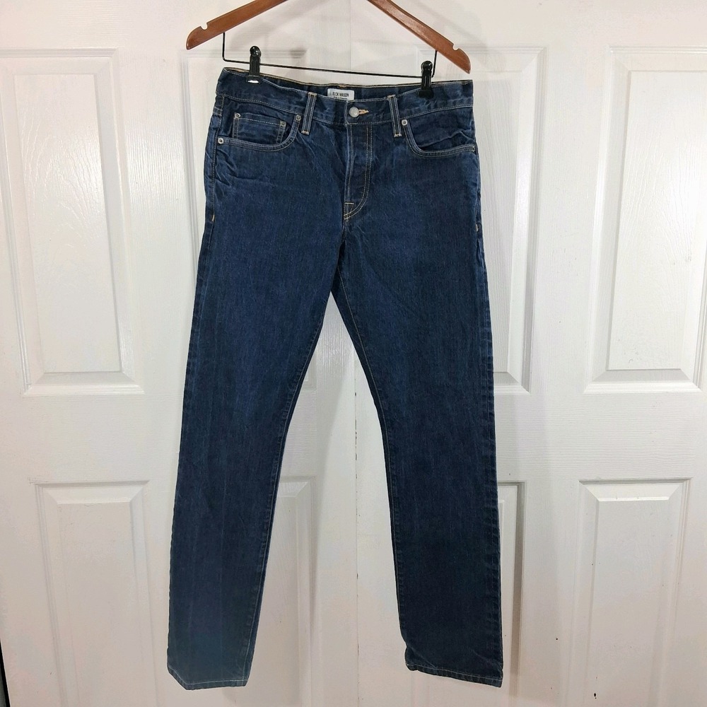 Buck Mason Ford Standard Selvedge Jeans Mens Straight Fit Dark Wash Blue 32